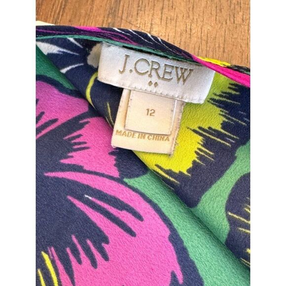 J.Crew Womens Green Floral Print Cap Sleeve Blouse Size 12 EUC Summer Vibes Prep - Picture 6 of 8